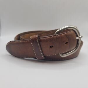 Silver Creek Classics Belt Mens 32 Brown Leather Work Casual Stitched Buckle